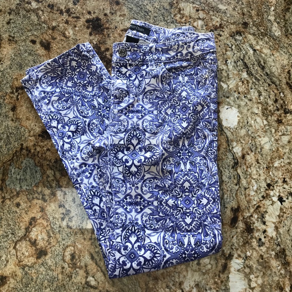 SOLD White House Black Market blue and white jeans